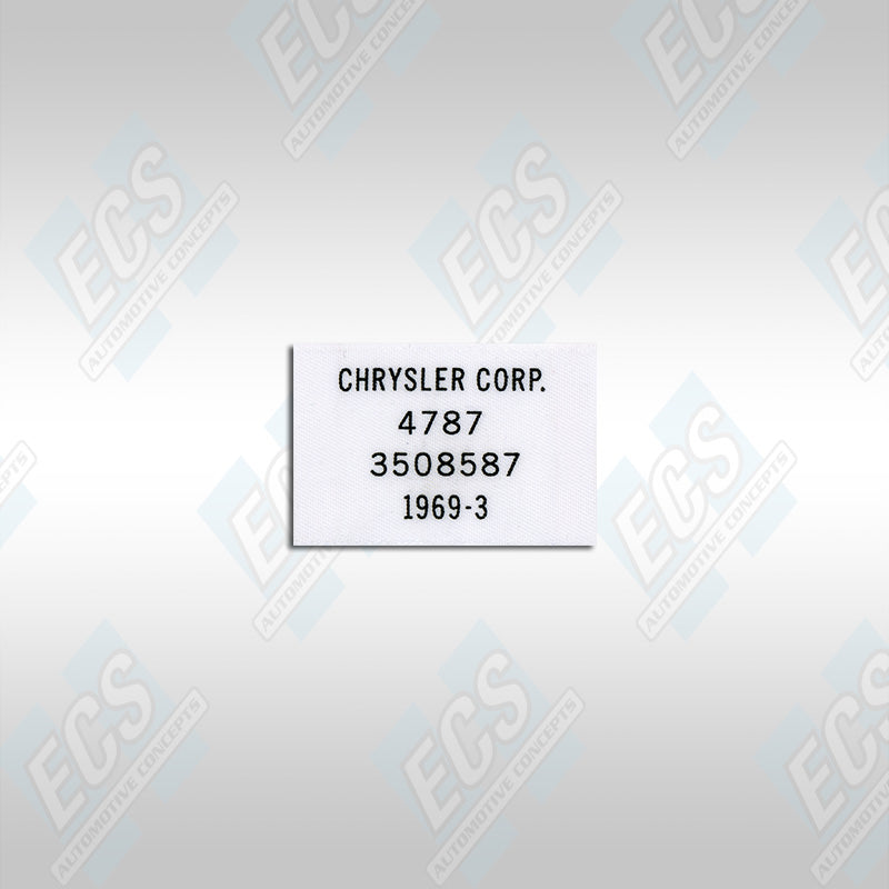 1968-71 Chrysler: Seat-Belt Part Number / Date Labels