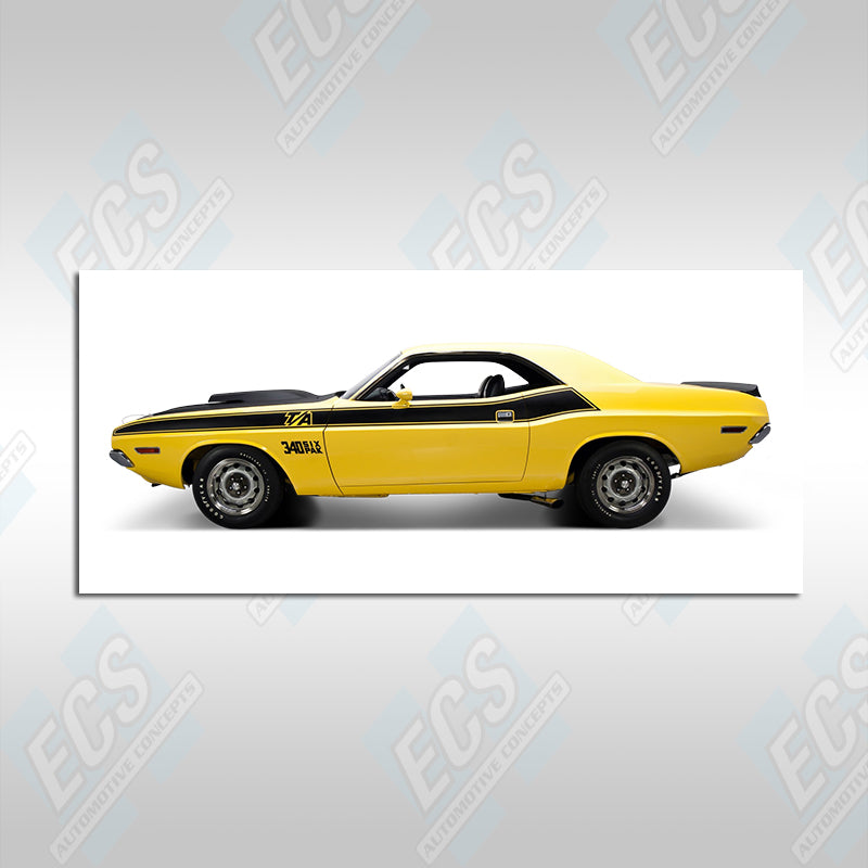 1970 Dodge Challenger R/T Side Stripes Kit – Flat Matte Black, USA Made, 6-Year Warranty
