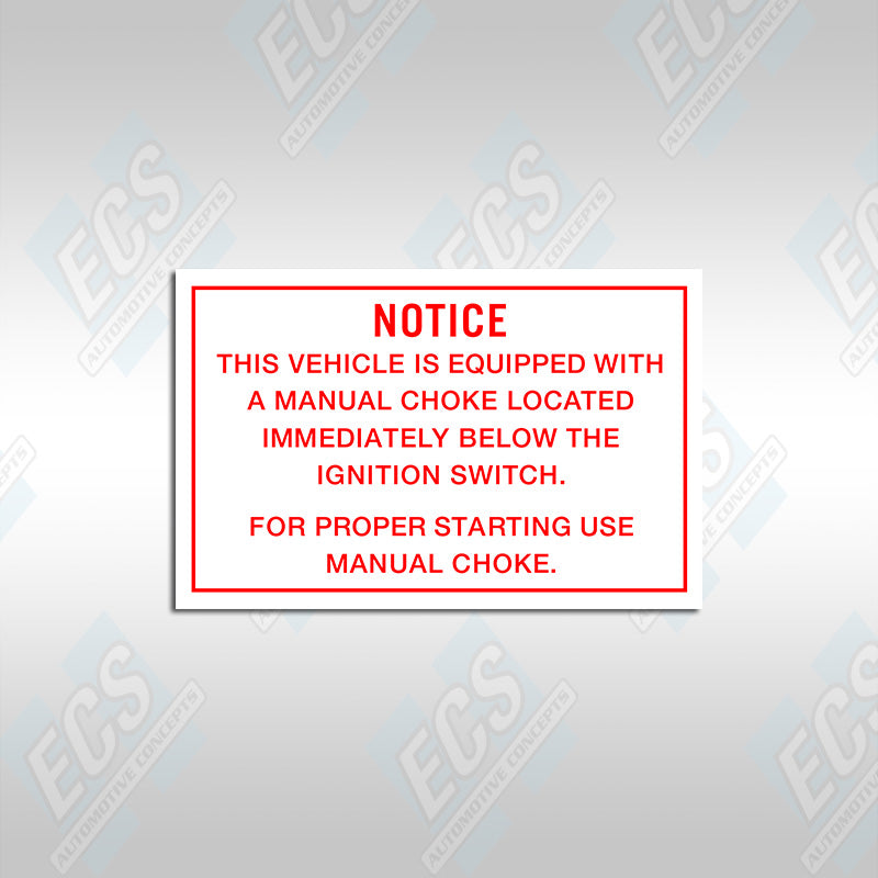 1969-70 Boss 429 Mustang: Choke Instruction Decal