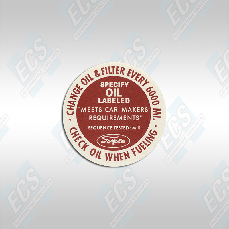 1963-66 Ford: Oil Breather Cap Decal