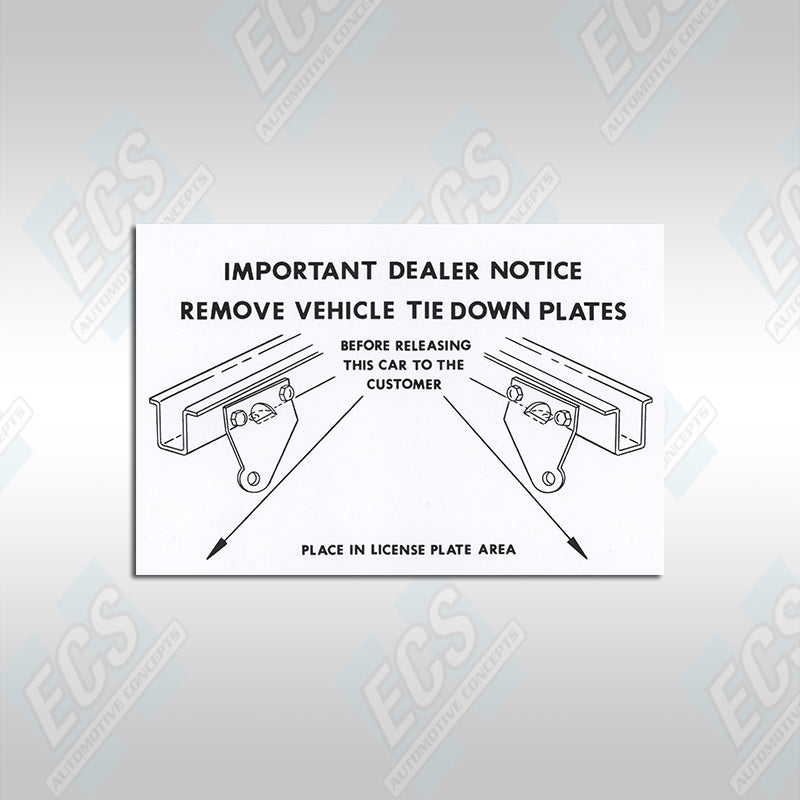 1964-73 Mustang: Vehicle Tie Down Instructions Decal