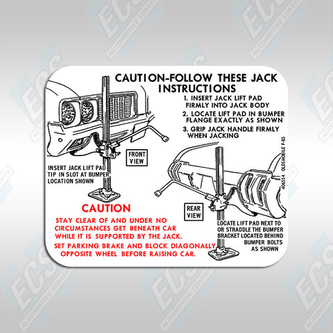 1963-70 GM: Jack Instruction Decal (Multiple Options!)